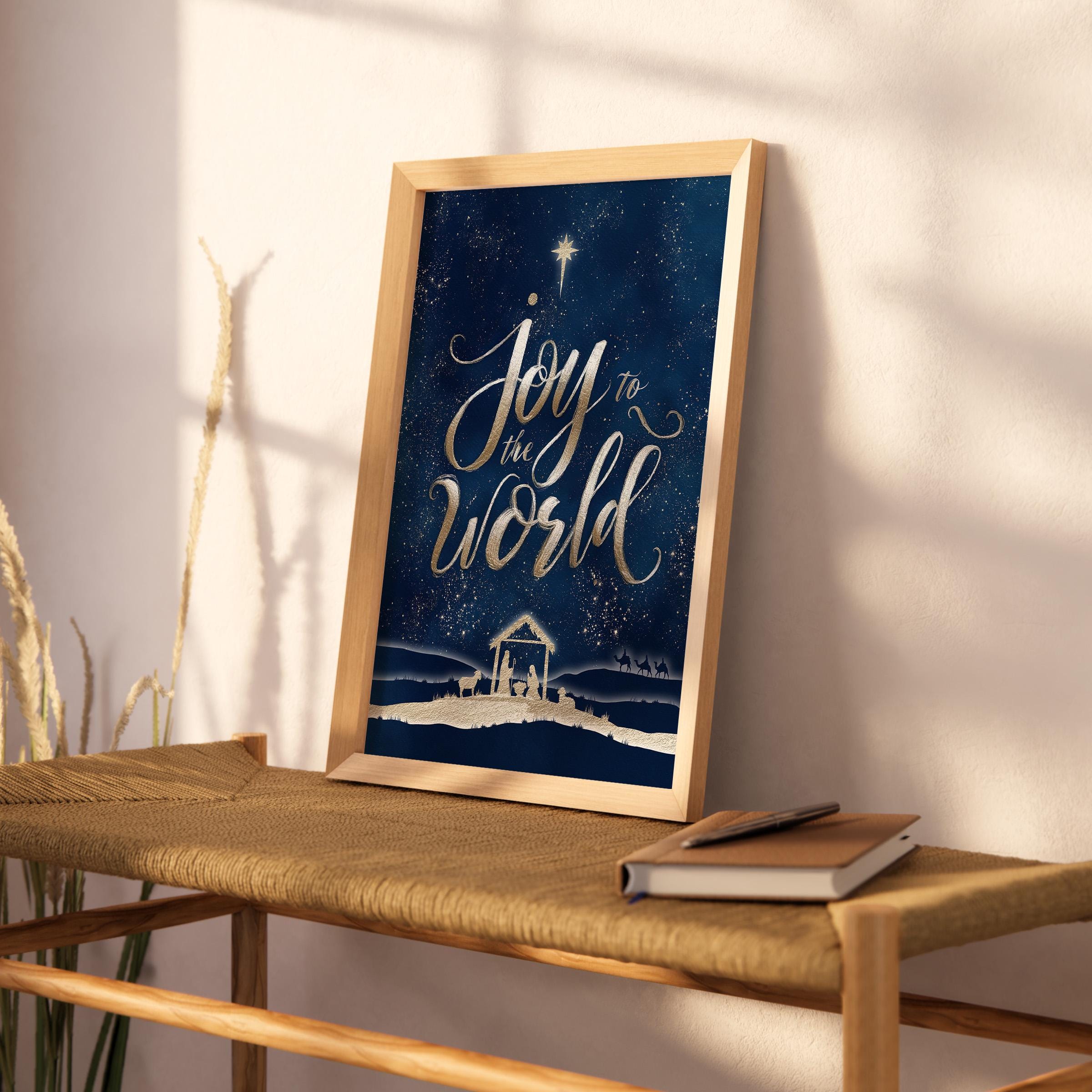 Nativity Scene Scripture Joy to the World Nativity Scene Christmas Bible Verse Wall Art ...
