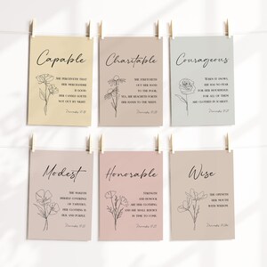 Proverbs 31 Woman Set of 15 Attributes Bible Verse Printable Cards ...