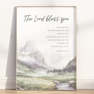 Numbers 6:24-26 The Lord Bless you and keep you Bible Verse wall art Printable, Christian watercolor landscape scripture quote artwork print