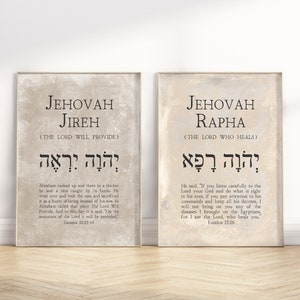 12 Hebrew Names of God Bible Verse Printable Wall Art Gallery Bundle ...