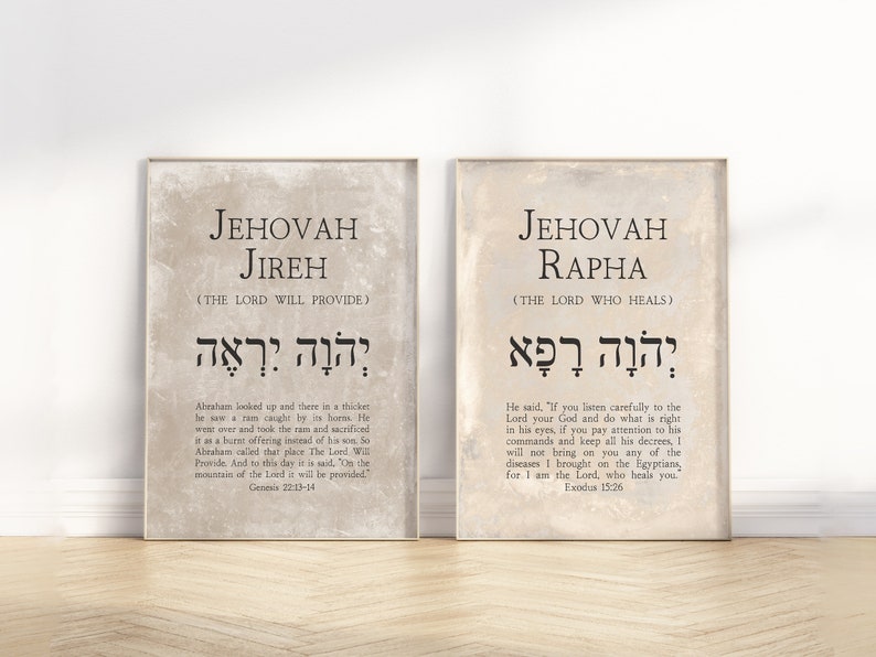 12 Hebrew Names of God Bible Verse Printable Wall Art Gallery Bundle ...