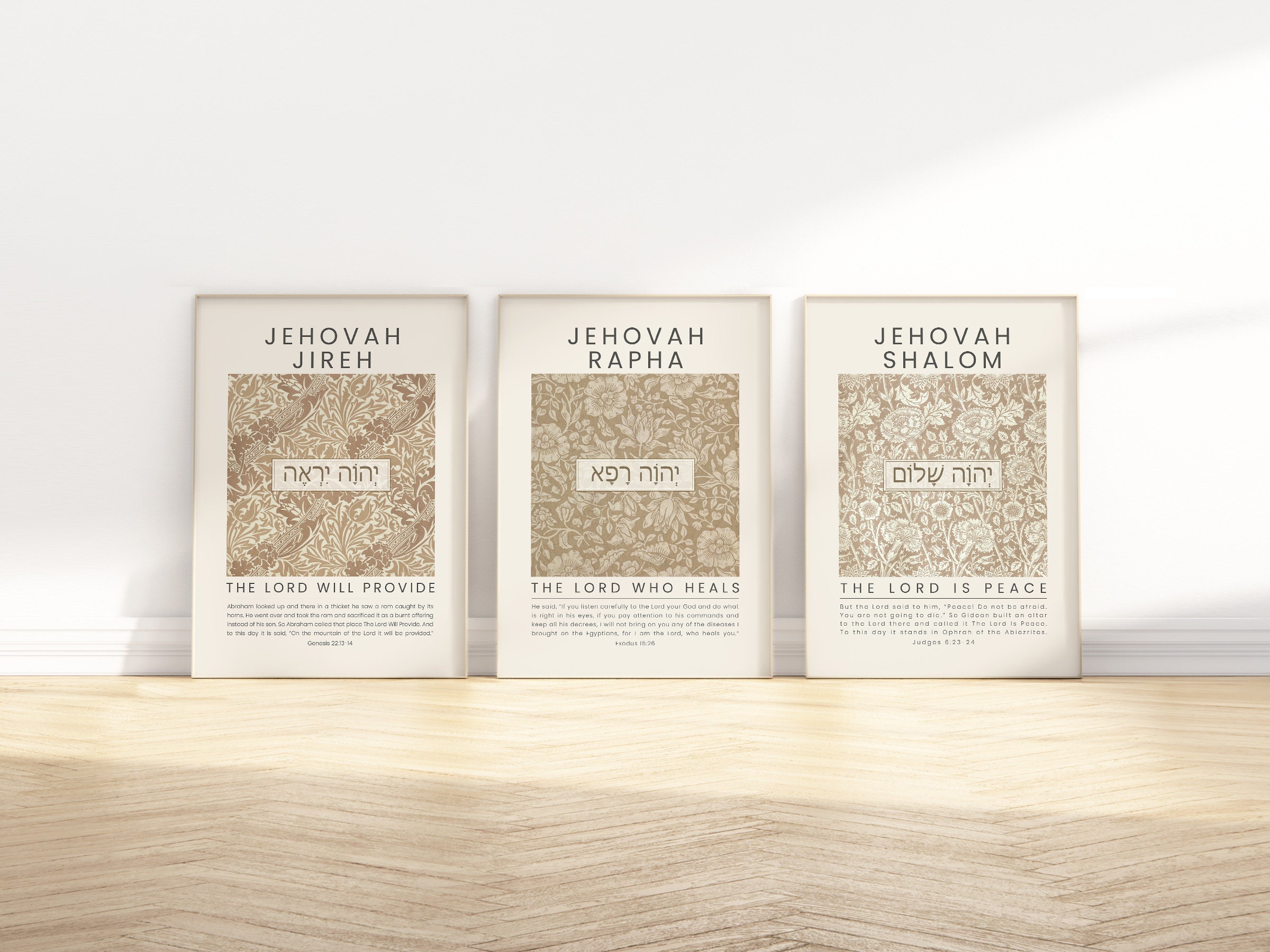 12 Hebrew Names of God Bible Verse Printable Wall Art Gallery Set ...