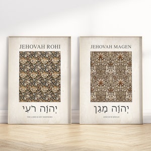 12 Hebrew Names of God and Meanings Printable Wall Art Gallery Set ...