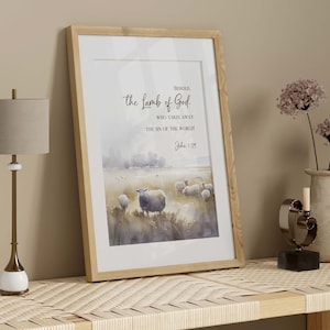 John 1:29 Behold the Lamb of God Bible Verse Wall Art - Etsy