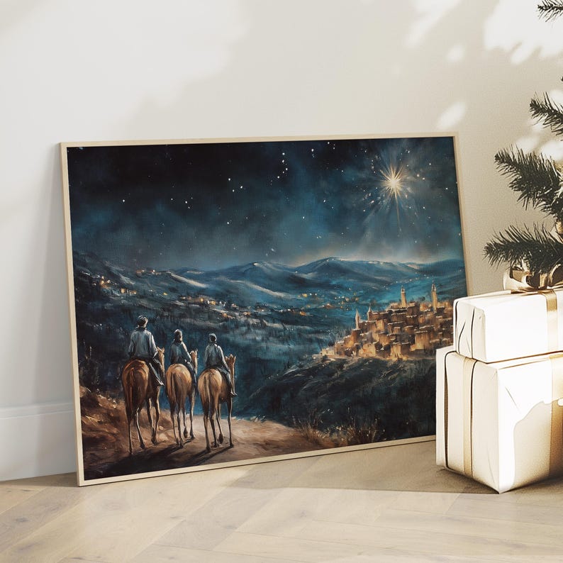 Three Wise Men Christmas Wall Art Printable, Christian Holy Night Star ...