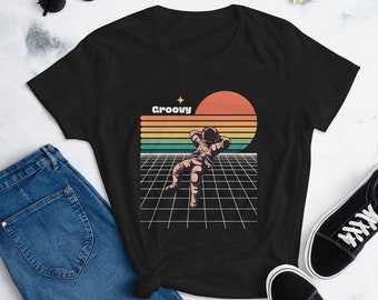 Groovy Astronaut T-Shirt: Retro Space Design