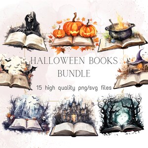 Aquarela Fantasia Livros PNG Magic Halloween Clipart Temporada Assustadora SVG Stacklibrary Ilustrações Mágicas Cute Storybook Spell Boooks PNG