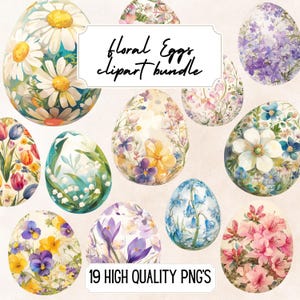 Ostereier Clip Art Aquarell Frühlingsblumen PNG gepresste Blumen Bilder Floral Clip Art Pastellfarbene Eier Kommerzielle Nutzung