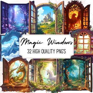 Fantasie clipart magische Windows PNG bos illustraties mystieke clipart boek minnaar PNG verhaal vertellen beelden sprookjes commercieel gebruik