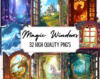 Fantasy Clipart Magic Windows PNG Woodland Illustrations Mystical Clipart Book Lover PNG Story Telling Images Fairytale Commercial Use