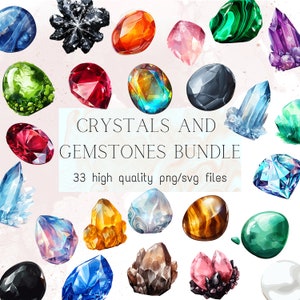Gemstones PNG Crystals Clipart Precious Stones SVG Healing Wellness Crystals Instant Download Commercial Use Diamon Quartz Amethyst Ruby
