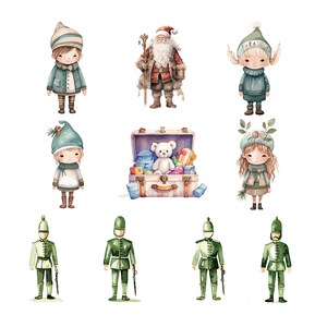 Christmas Elves Watercolor Clipart: Santa's Workshop PNG, SVG Bundle - Etsy