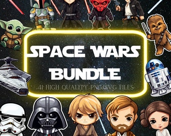 Chibi Space Wars Clipart Bundle Space Wars SVG Clone Wars PNG-Plasma Säbel Sofort Download Film Zeichentrickfiguren Kommerzielle Nutzung