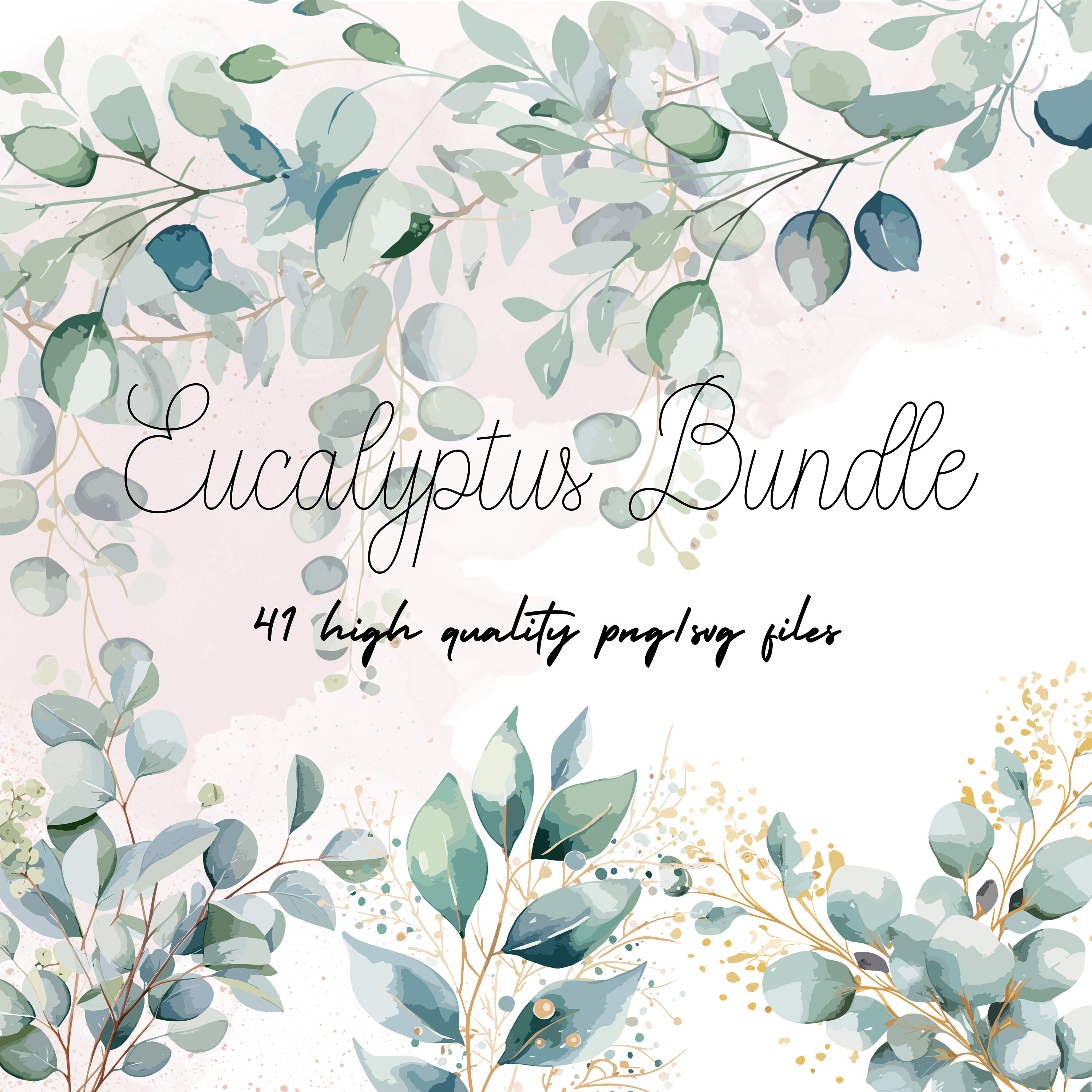 Eucalyptus Watercolor Clipart Greenery PNG Eucalyptus - Etsy