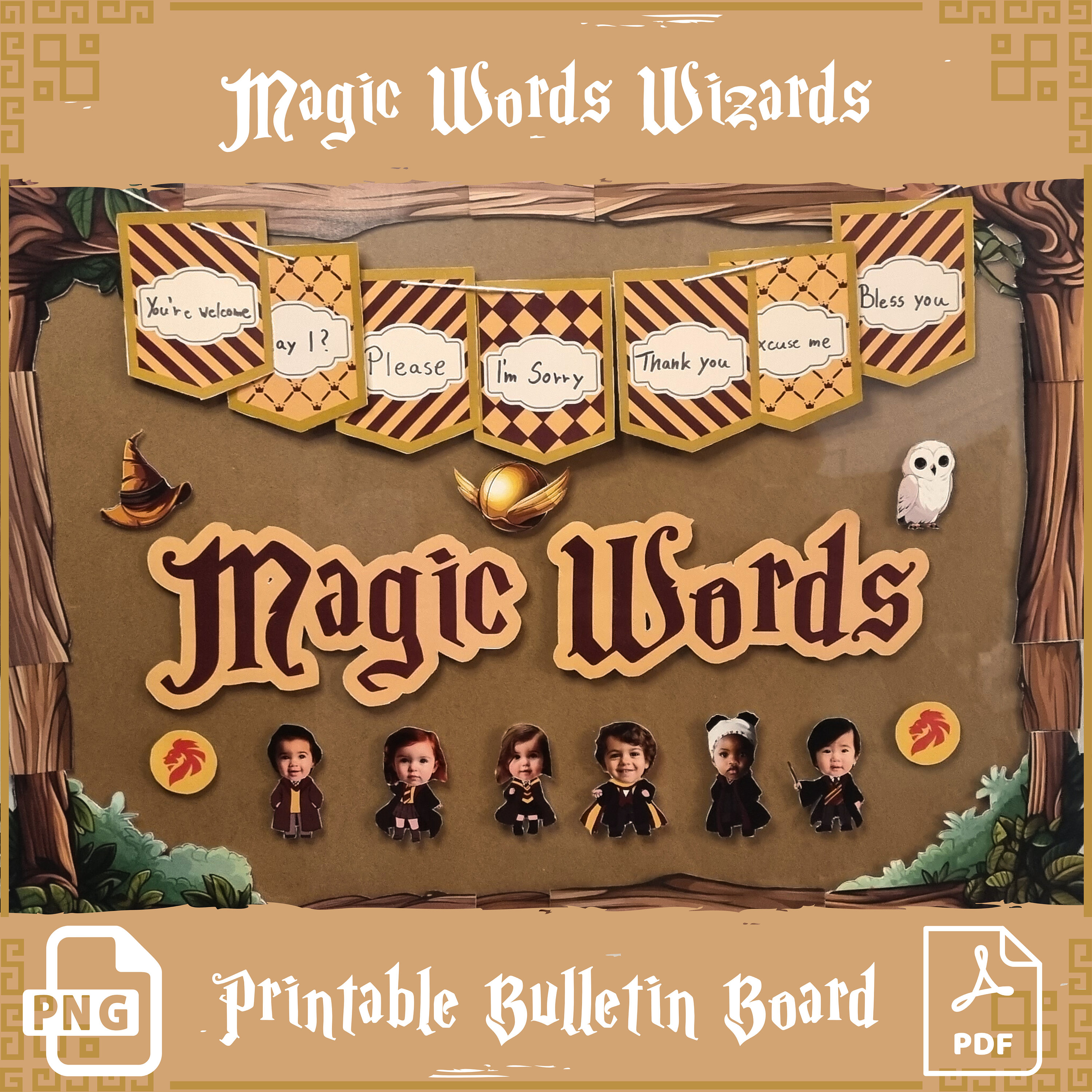 Magische Wörter Bulletin Board Klassenzimmer Board Kit Kleine Zauberer Schuldekoration Studenten Aktivität höfliche Ausdrücke Lernen