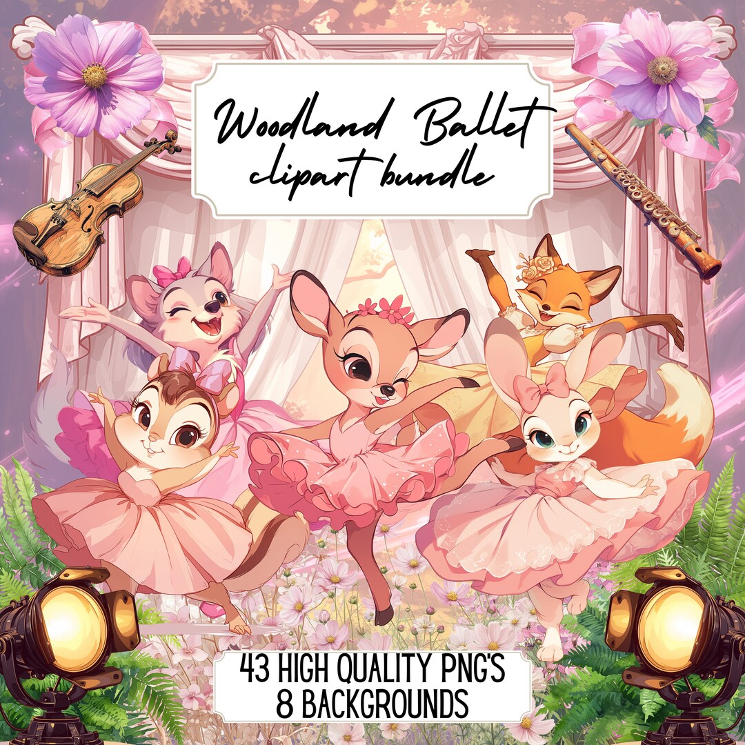Cute Woodland Animals Clipart Ballet PNG Animals Ballerinas Clipart ...