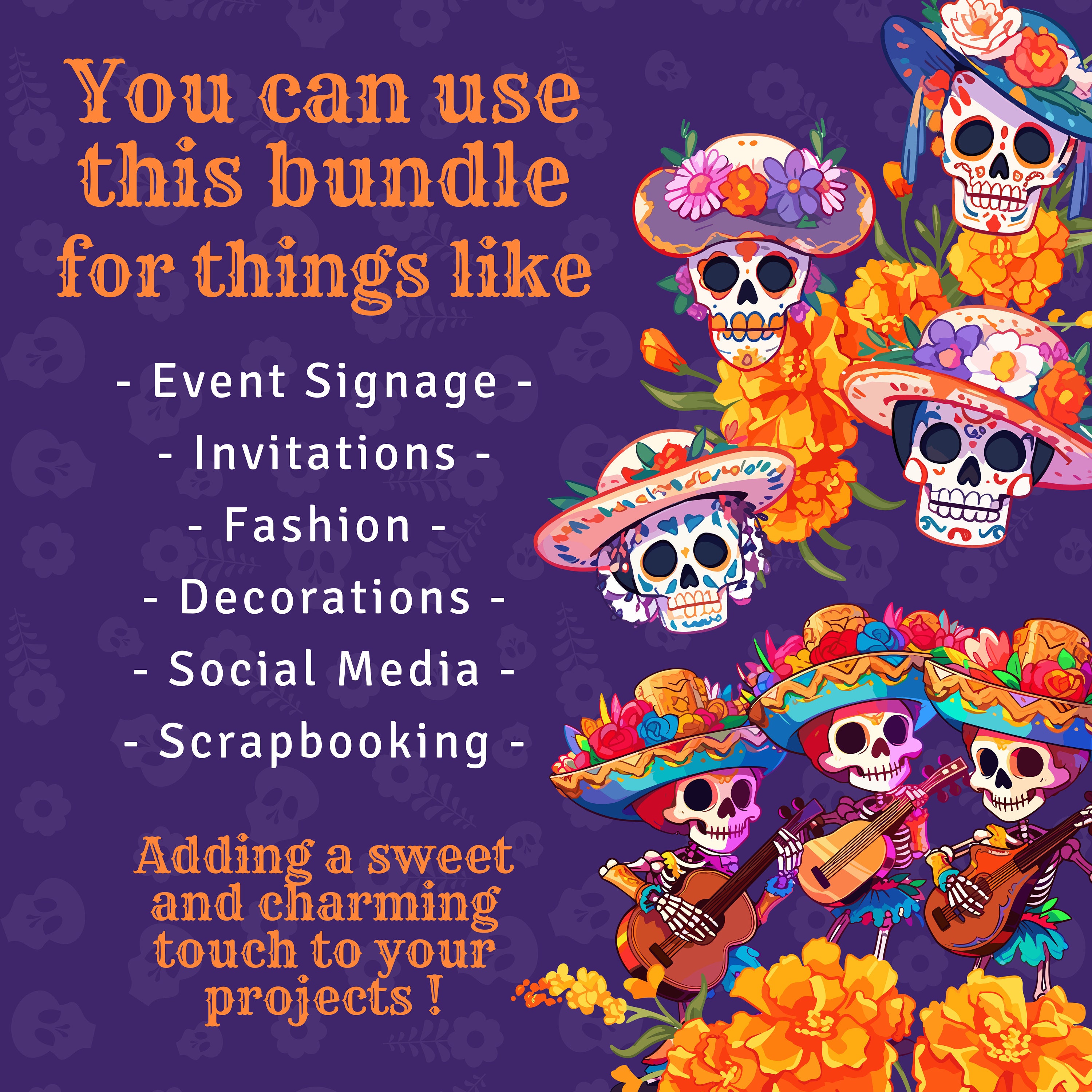Dia De Los Muertos Clipart Mexicano Halloween PNG Set Sugar Etsy México