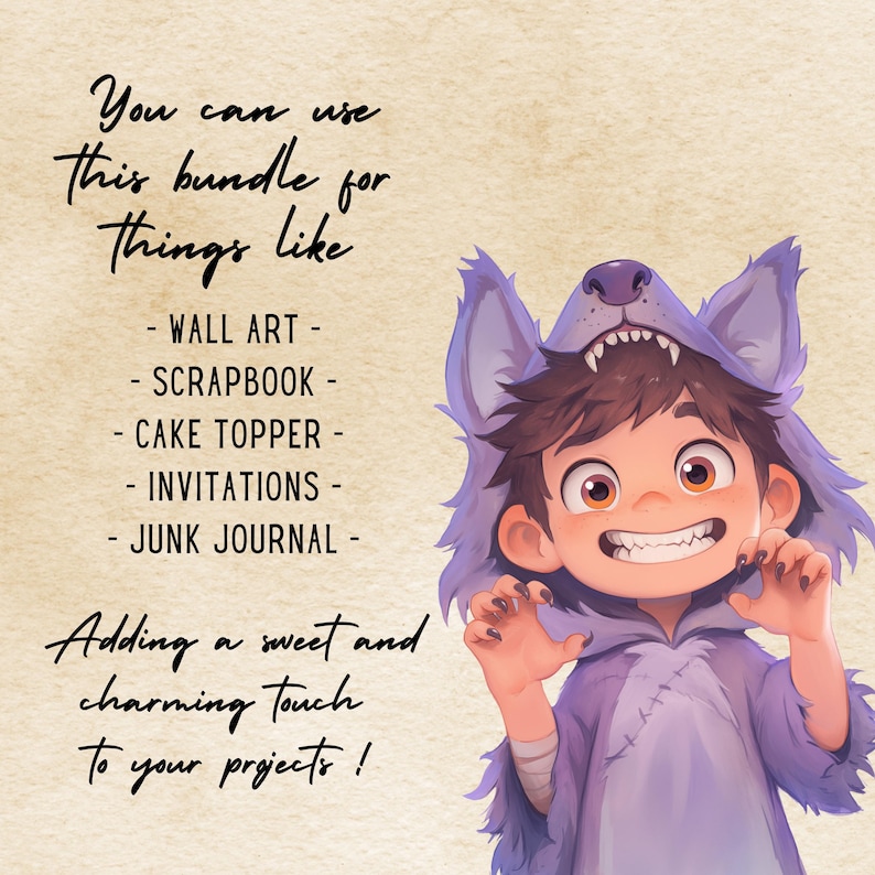 Watercolor Halloween Cute Boys Clipart Halloween Party Costume PNG