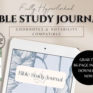 Christian Journal, Digital Workbook, Digital Notepad, Digital Product, Christian Digital Journal, Digital Bible Study - 86 page DIGITAL FILE