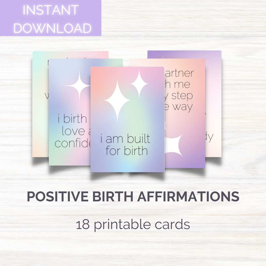 Printable Birth Affirmation Card Set Digital Download Pastel Rainbow - Etsy