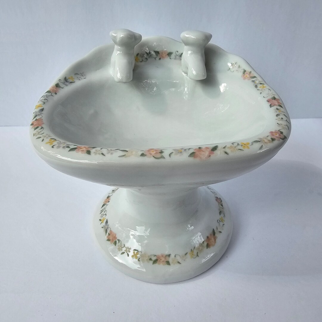 Vintage Porcelain Soap Dish Miniature Pedestal Sink Etsy