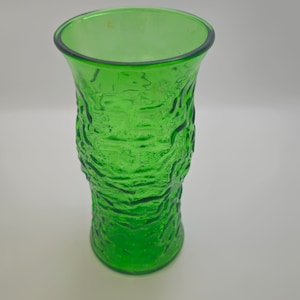 Vintage Vase Tall Green Garden Decor, Flower Vase, Textured Bumpy Vessel, Farmhouse Kitchen Utensil Holder, Old Glass Vase