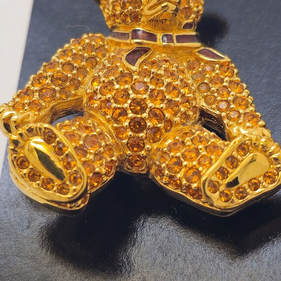 Vintage Signed Swarovski Bear Pin Brooch, Cute Je… - image 4