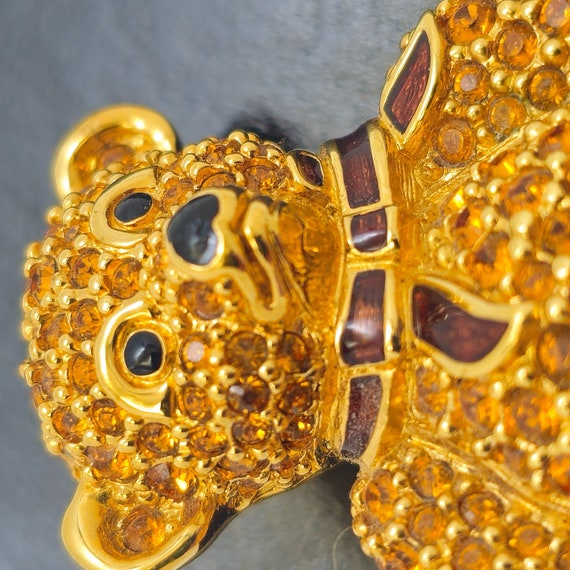 Vintage Signed Swarovski Bear Pin Brooch, Cute Je… - image 3