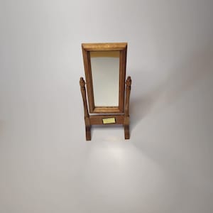 Vintage Miniature Wooden Full Length Mirror: Dollhouse Diorama Decor