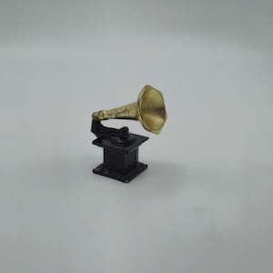 Vintage Dollhouse Furniture, Tiny Antique Victrola, Miniature Record Player, Diorama Accessories, Music Lover Gift for Musician
