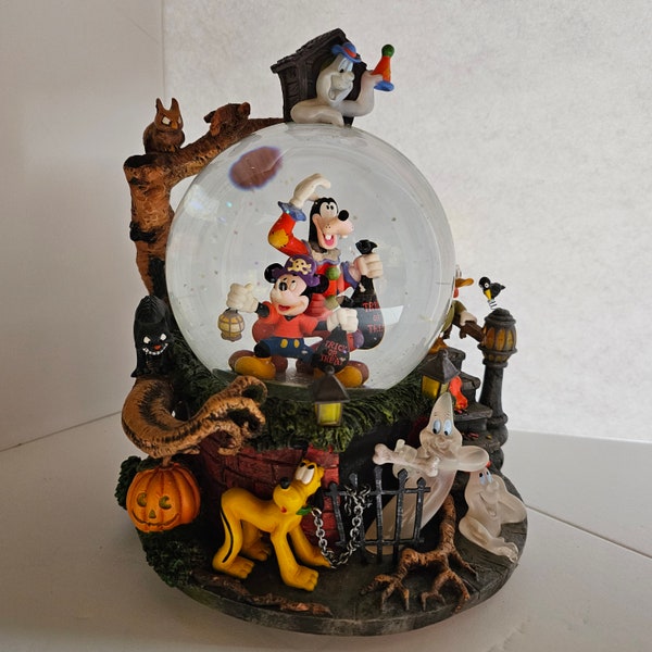 Vintage Disney Snow Globe Musical, Goofy and Mickey Halloween, Mickey Mouse,