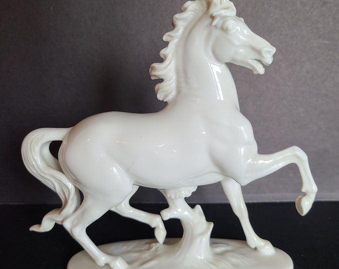 Featured listing image: Antique Small White Horse Statue By Rosenthal Germany, Equestrian Art, Equine Art, Southwest Decor