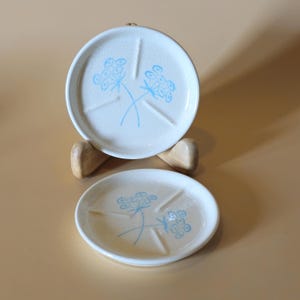 Vintage Miniature Plate Set, Antique French Country Blue Floral Print Plates, Tiny Little Kitchen Shelf Decor, Bridal Wedding Shower Decor
