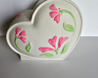 Vintage Pink Heart Ceramic Planter ~ Vintage Wedding Decor ~ Succulent Planter ~ FTD Planter 1991