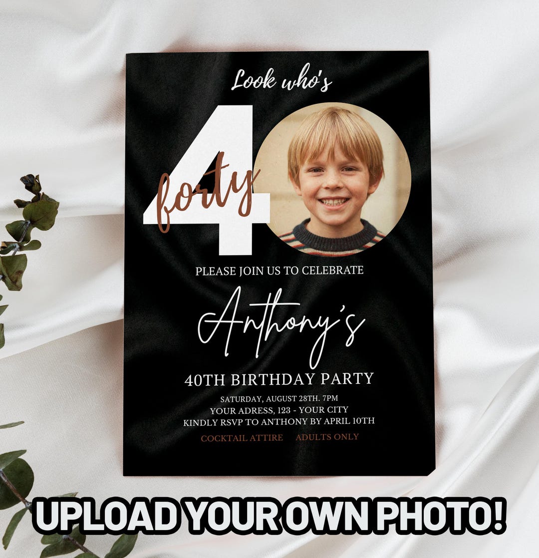 Editable 40th Birthday Invitation, Clean Minimalist Design Template ...