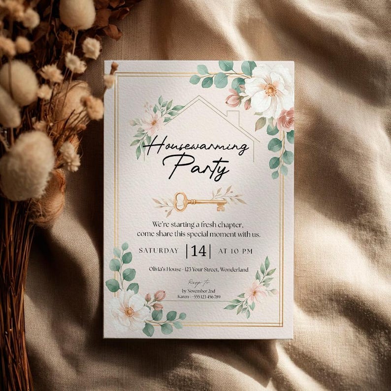 Editable Housewarming Party Invitation Canva Template (digital Download ...