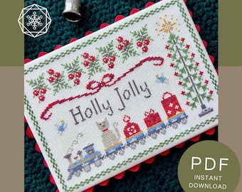 Holly Jolly Christmas Cross Stitch Pattern: Holiday Train (PDF Download)