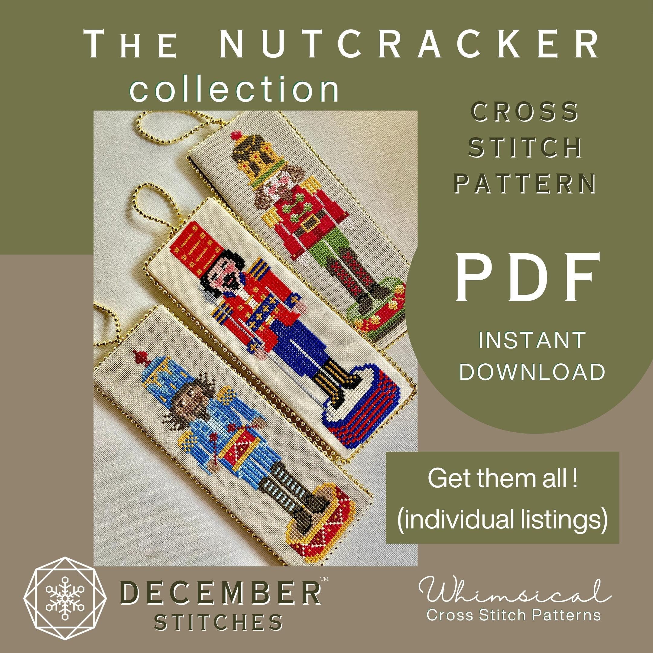 Magenta Nutcracker Cross Stitch Patterns Front & Back for Christmas ...