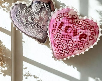 Sweet Heart, Love & Je t'aime Cross Stitch Patterns: 2 Easy Valentines X-Stitch (PDF Downloads)