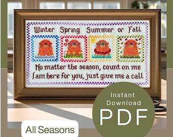 All Seasons, Otter Cross Stitch Pattern: Winter Spring Summer Fall friendship X-Stitch (PDF Downloads)