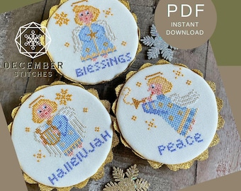 Angel Christmas Ornament Cross Stitch Charts: Set of 3 (PDF Pattern)