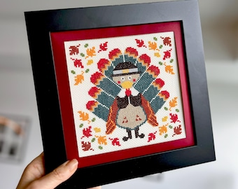 Turkey Time _ Cross Stitch downloadable chart, a Fall and Thanksgiving inspired needlework pattern