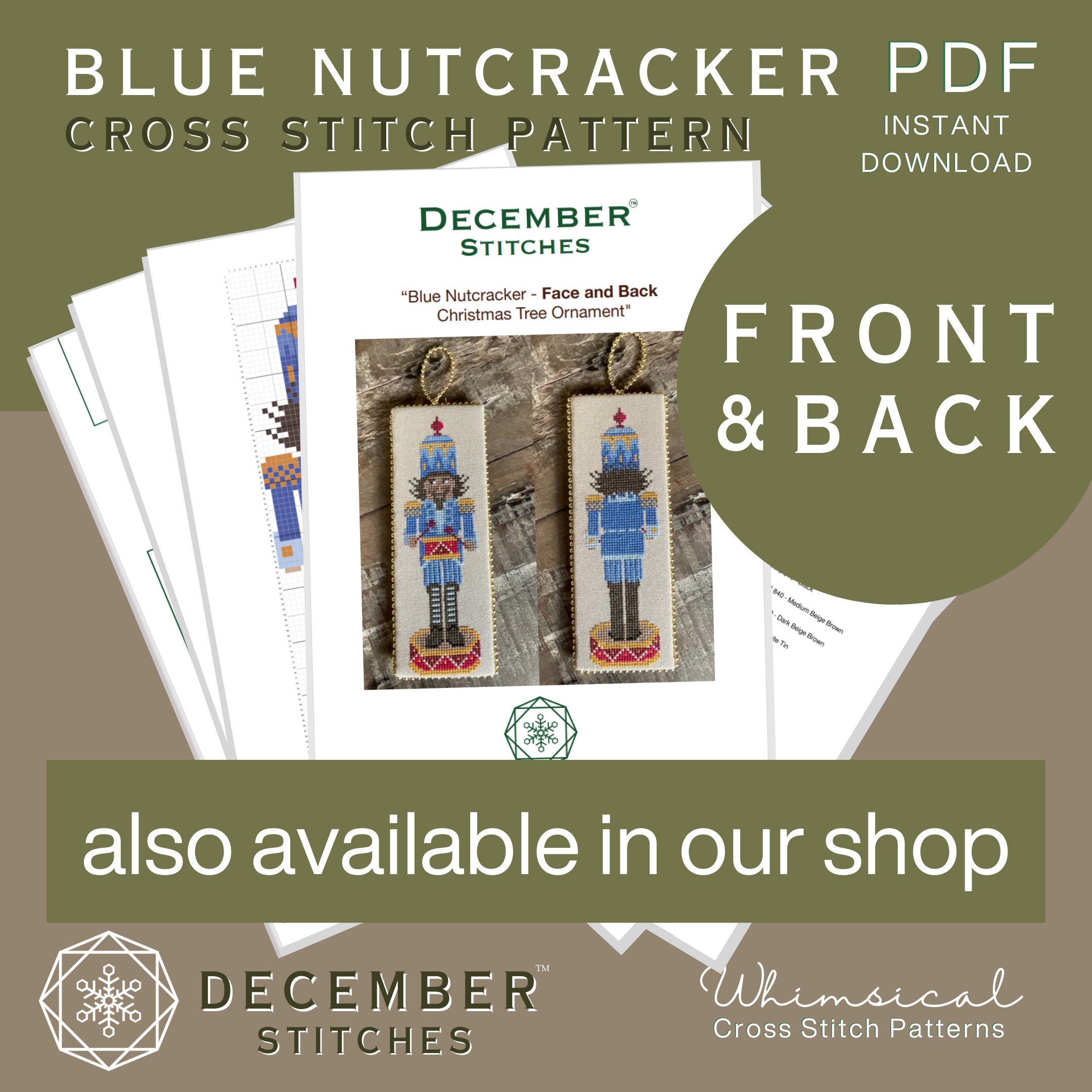 Magenta Nutcracker Cross Stitch Patterns Front & Back for Christmas ...