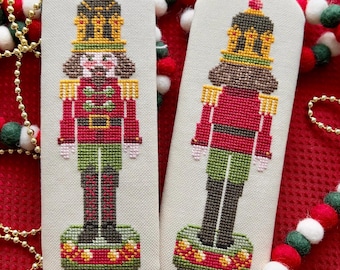 Magenta Nutcracker Cross Stitch Pattern: Front and Back Christmas Ornament (PDF Downloadable Chart)