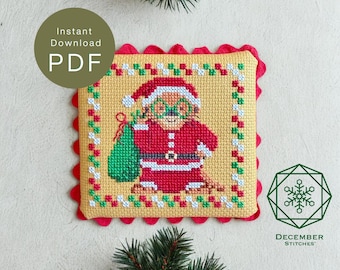 AnOtter Santa Cross Stitch Pattern: Mini Holiday Design (PDF Download)