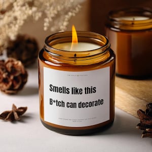 Funny Scented Candle Hand Poured 9oz Vegan Coconut Soy Wax Candle Gift for Decorators Unique Candle Gift
