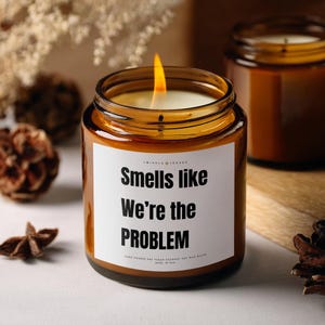 Smells Like We&#39;re The Problem, Funny Gift, Best Friend Gift, Funny Candles, Gifts for Her, Coworker Gift, Funny Candle, Birthday, Gag Gift