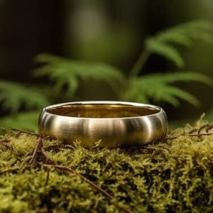 Handmade Matte Gold Dome Wedding Band: 9K, 14K, 18K Solid Gold