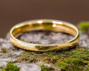 2mm Classic 14K Gold Wedding Band - In Yellow, White, or Rose Gold, Choose Polished or Matte Finish - Half Round Domed Ring - Handmade Ring