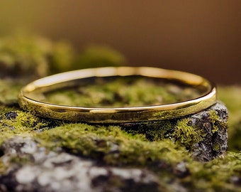1.5mm Classic Solid Yellow Gold Wedding Band - Dainty Traditional Wedding or Promise Ring - In Yellow, Rose or White Gold